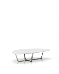 [S-OM/142] Tavolino elegante in MDF, bianco e grigio cromo, 140x80x32