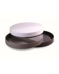 [S-OM/115/A] Tavolino elegante in MDF, colori bianco e grigio scuro, 90x90x32