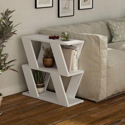 [99511] Tavolino Laterale da Salotto Lazena Bianco 3 Ripiani, 57x60x22 cm
