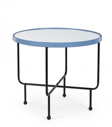 [S-B0740465] Tavolino in vetro con specchio, diametro 58,5 cm, altezza 51 cm