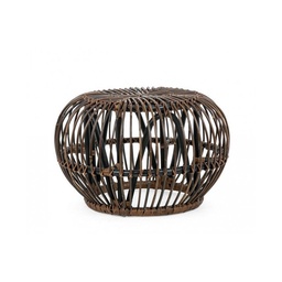 [S-B0671507] Tavolino Pouf per esterno in rattan Marrone DORADAL 65x44 cm