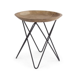 [S-B0680425] Tavolino in legno e acciaio stile industriale cm Ø50x50h cm