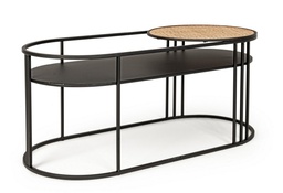 [S-B0722145] Tavolino ovale nero in acciaio Elyot - Dimensioni: 102x47x46 cm