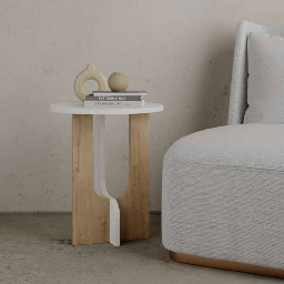 [99374] Tavolino da salotto Luna bianco e rovere 40x40x47h