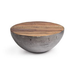 [S-B0745851] Tavolino grigio in legno riciclato stile design cm Ø70 - 32