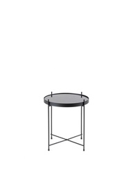 [S-CO/074/NE] Tavolino elegante in vetro temperato e metallo nero, 38 x 38 x 43 cm