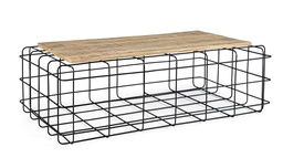 [S-B0746809] Tavolino rettangolare in metallo e legno Trellis - 110x65x35 cm