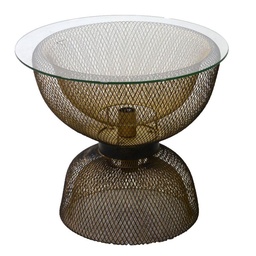 [S-V8039560000] Tavolino Metallo Nero con Lampada Tondocmø51h45