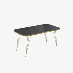 [98913] Tavolino rettangolare Reeta marmo nero con fascia oro e gambe oro