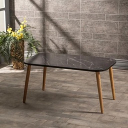 [98916] Tavolino rettangolare Reeta marmo nero con gambe in legno