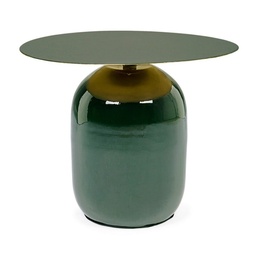 [S-B0746706] Tavolino verdone in metallo stile design Ø50x39.5h