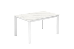 [S-OM/453/MB] Tavolo allungabile elegante e funzionale, 140-200 x 90 x 76 cm, con top in ceramica marmo bianco e gambe in metallo