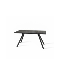 [S-OM/397/NE] Tavolo allungabile in vetro e metallo nero fumè, 160-240 x 90 x 76 cm