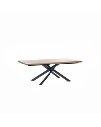 [S-OM/378/RO] Tavolo allungabile in rovere impiallacciato e gambe in metallo, 200-300 x 100 cm