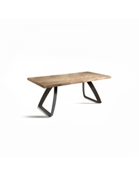 [S-OM/310/RO] Tavolo fisso in rovere impiallacciato e gambe in metallo, 90cm x 160cm x 76cm