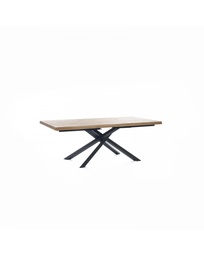 [S-OM/381/RO] Tavolo fisso in rovere impiallacciato e gambe in metallo, 100x200x76 cm