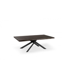 [S-OM/381/RT] Tavolo fisso in frassino grigio impiallacciato e metallo, 100x200x76cm, con gambe nere