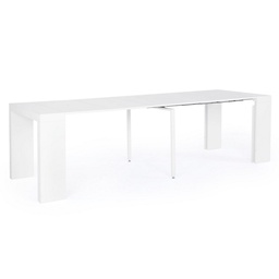 [S-B0732021] Tavolo allungabile bianco in legno stile design