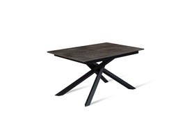 [S-OM/434/CG] Tavolo allungabile in cemento grigio con gambe in metallo nero, dimensioni 90 cm x 140-190 cm H. 76 cm