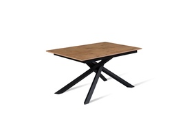 [S-OM/434/RO] Tavolo allungabile in cemento grigio e metallo nero, dimensioni 90 cm x 140-190 cm x 76 cm
