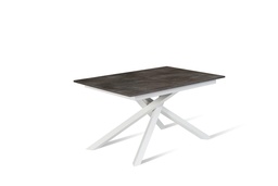[S-OM/433/CG] Tavolo allungabile in cemento grigio-bianco, 90x140-190x76 cm con gambe in metallo