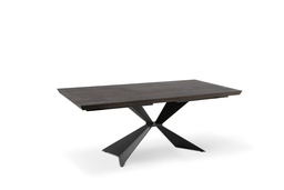 [S-OM/427/RT] Tavolo allungabile con top in rovere termocotto e gambe in metallo, 200/300x100x76 cm