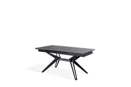[S-OM/437/MG] Tavolo allungabile in ceramica marmo grigio e metallo nero opaco, 90x160-240x76 cm