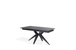 [S-OM/436/MG] Tavolo allungabile in ceramica marmo grigio e metallo nero opaco, 90x160-240x76 cm