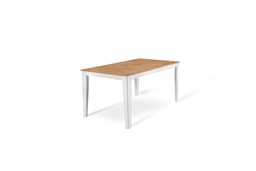 [S-OM/432/RO] Tavolo allungabile in rovere, 90x156-316x76 cm, con top in melaminico e gambe in metallo bianco