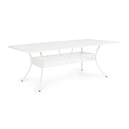 [S-B0805076] Tavolo da esterno rettangolare bianco 107x213 cm