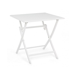 [S-B0662500] Tavolo da esterno pieghevole in alluminio bianco 70x70x71 cm