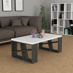 [97581] Tavolo da salotto Honey piano bianco e gambe antracite