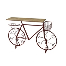[S-V6457250000] Tavolo design arredo ferro bicicletta rosso 123x28x74.5 cm