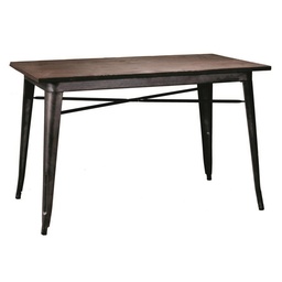 [S-V8032830000] Tavolo industriale in ferro Bristol con top in legno 160x80x76 cm