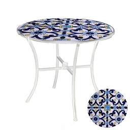 [S-V6461090000] Tavolo mosaico in metallo Sorrento cm 60