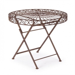 [S-B0720428] Tavolo rustico pieghevole in metallo marrone - 70x75 cm