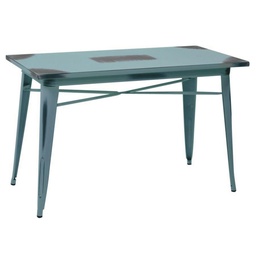 [S-V8037200000] Tavolo rettangolare in ferro Bristol azzurro anticorrosione 120x60 cm