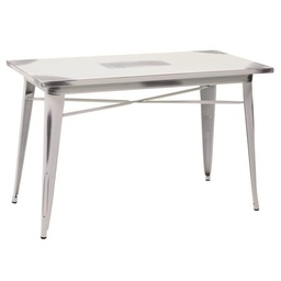 [S-V8036020000] Tavolo industriale Bristol con piano bianco antico h76 cm
