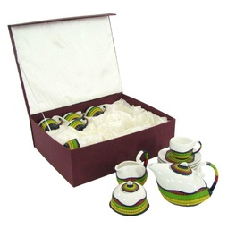 [S-V58343400MU] Set di Tazze da tè Multicolor con Teiera e Lattiera - 9 Pezzi