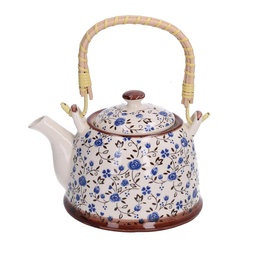 [S-V5861630000] Teiera ceramica con fiori blu tondo 15x15x14 cm
