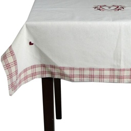 [S-V0815300000] Tovaglia coprimacchia a cuore rosso quadro 100x100x1,5 cm