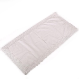 [S-V13023000BI] Tovaglia runner tessuto bianco con pizzo rettangolare 45x100 cm