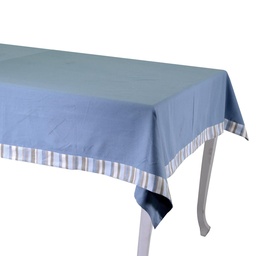 [S-V7906740000] Tovaglia a righe avio con bordo tinto, cm140x180