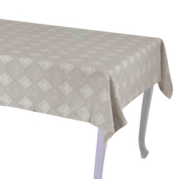 [S-V7919250000] Tovaglia in broccato beige rettangolare 140x240 cm