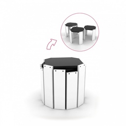 [S-FZ93746] Tris tavolini richiudibili bianco piano nero multiuso