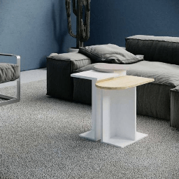 [S-FZ99381] Tris tavolino da salotto Mund bianco rovere light mocha