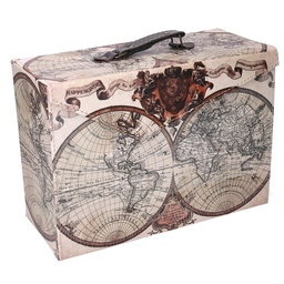 [S-V6181070000] Valigia rettangolare in ecopelle con mappamondo cm34x24h14,5