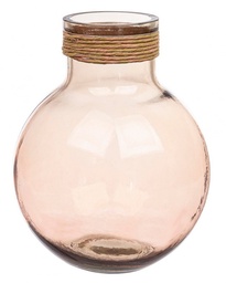 [S-B0202715] Vaso in Vetro Riciclato e Carta Kraft Rosa Antico H34,5