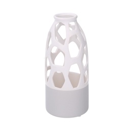 [S-V5126160000] Vaso Ceramica Bianco Traforato 9x9x20 cm