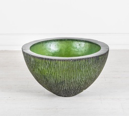 [S-DT/090/C] Vaso in resina di colore verde, dimensioni 80x80x45h cm